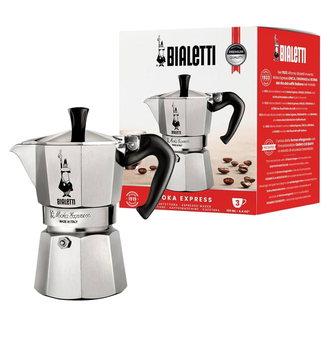 Bialetti - Moka Express: Iconic Stovetop Espresso Maker, Makes Real Italian Coffee, Moka Pot 3 Cups (4.3 Oz