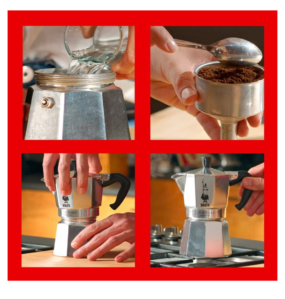 Bialetti - Moka Espress: Iconic Stovetop Espresso Maker, Makes Real Italian Coffee, Moka Pot 6 Cups (6 Oz), Aluminium, Silver