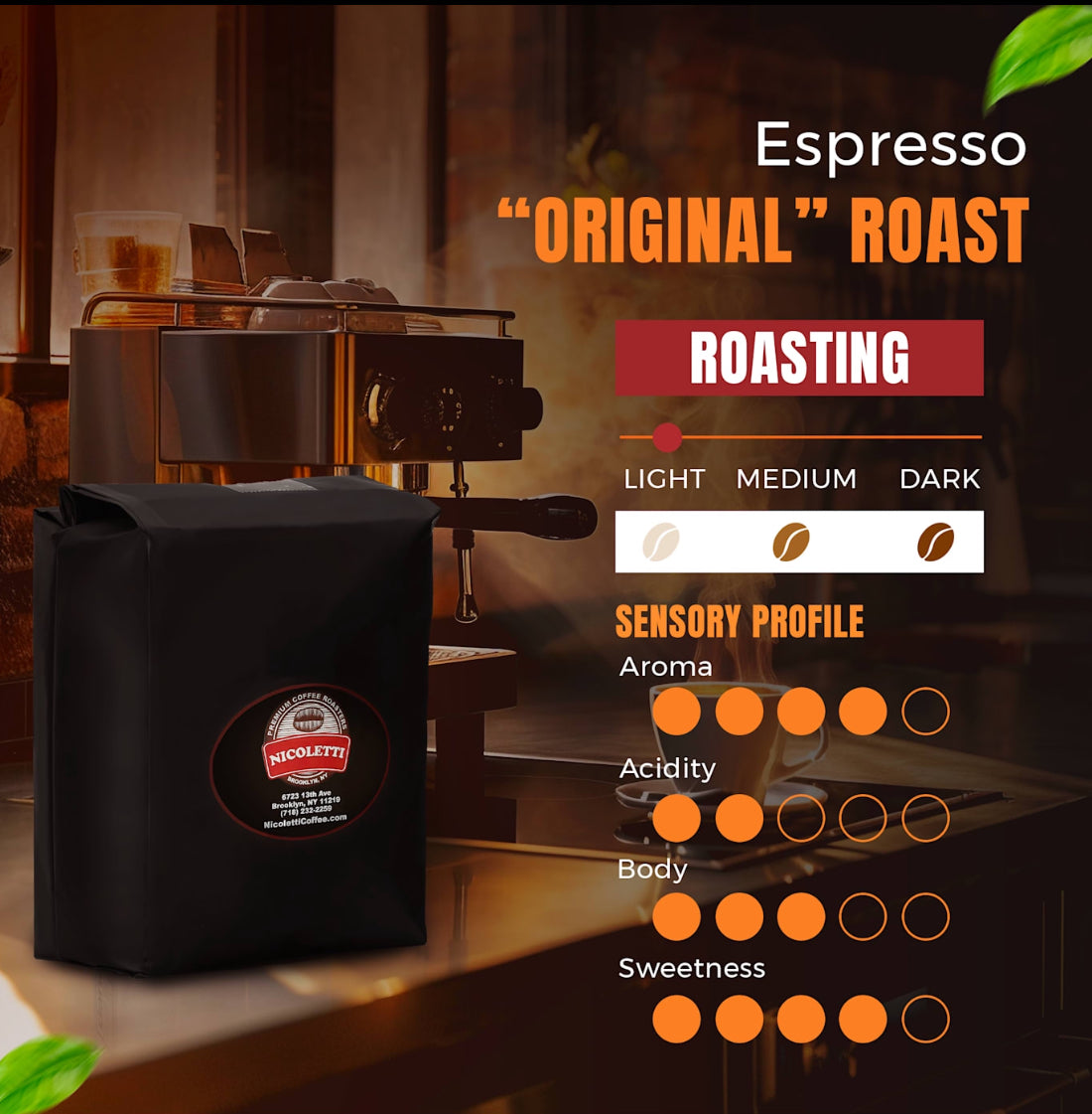 Nicoletti Coffee “Original” Espresso Roast Beans 5lb(Made in Brooklyn