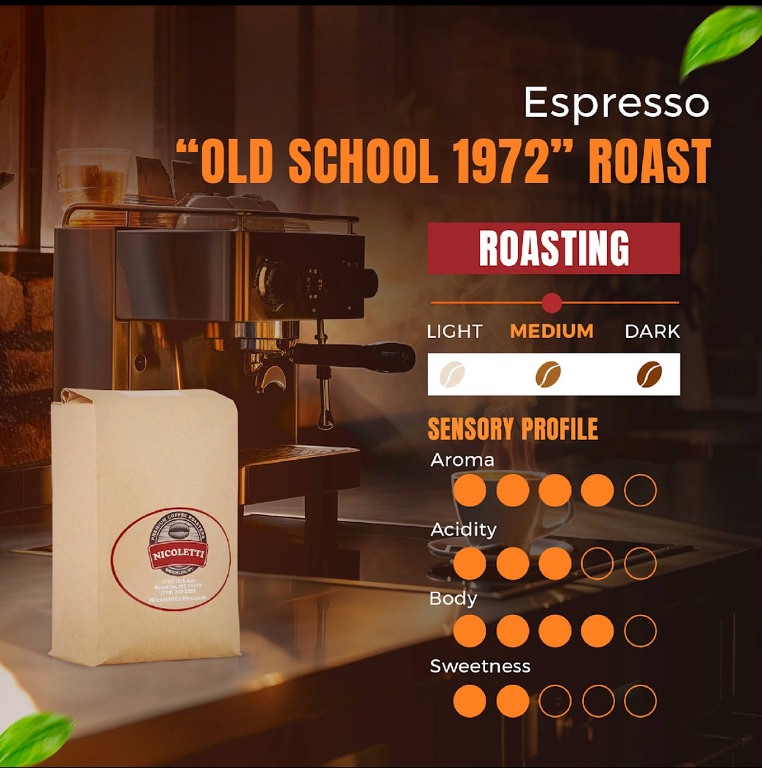 Nicoletti “Old School 1972” Espresso Roast [Whole Beans 2lb] Made in Brooklyn NY Since 1972