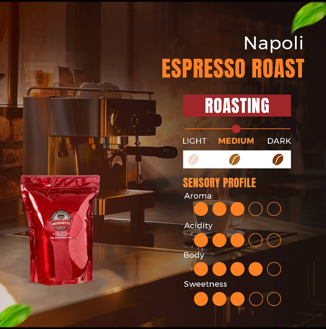 Nicoletti Coffee “Napoli” Espresso Roast 12oz Whole Beans