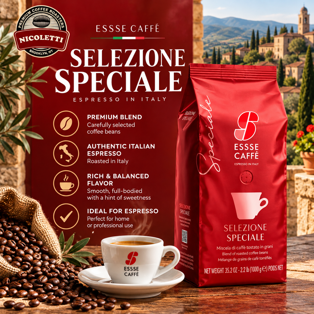 Essse Caffe Selezione Speciale, Authentic Italian Espresso Bar, Whole Bean Coffee, Medium Roast, 2.2 Pound / 1000g 🇮🇹