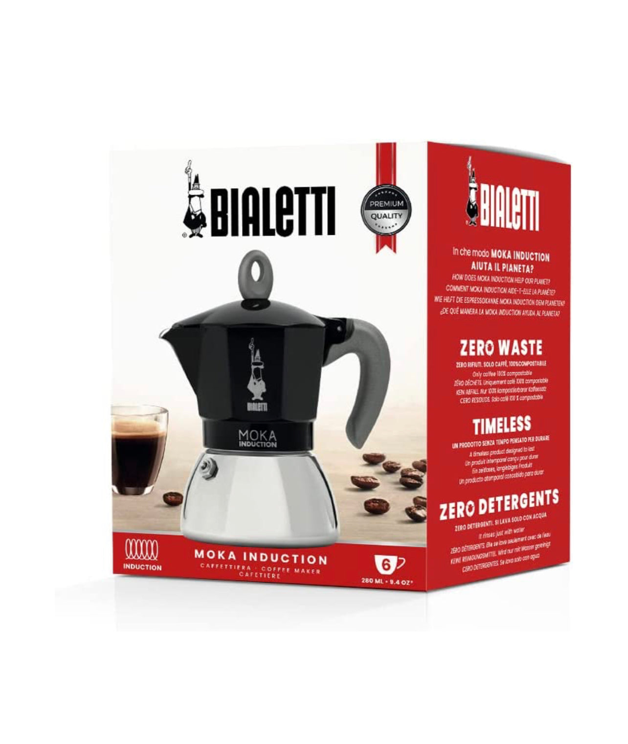 Bialetti Moka Express Red/Black, Stovetop Coffee Maker